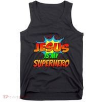 Jesus Is My Superhero Comic Book Christian Religious Easter Tank Top thumb 0