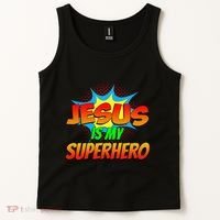 Jesus Is My Superhero Comic Book Christian Religious Easter Tank Top thumb 2