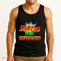 Jesus Is My Superhero Comic Book Christian Religious Easter Tank Top thumb 3