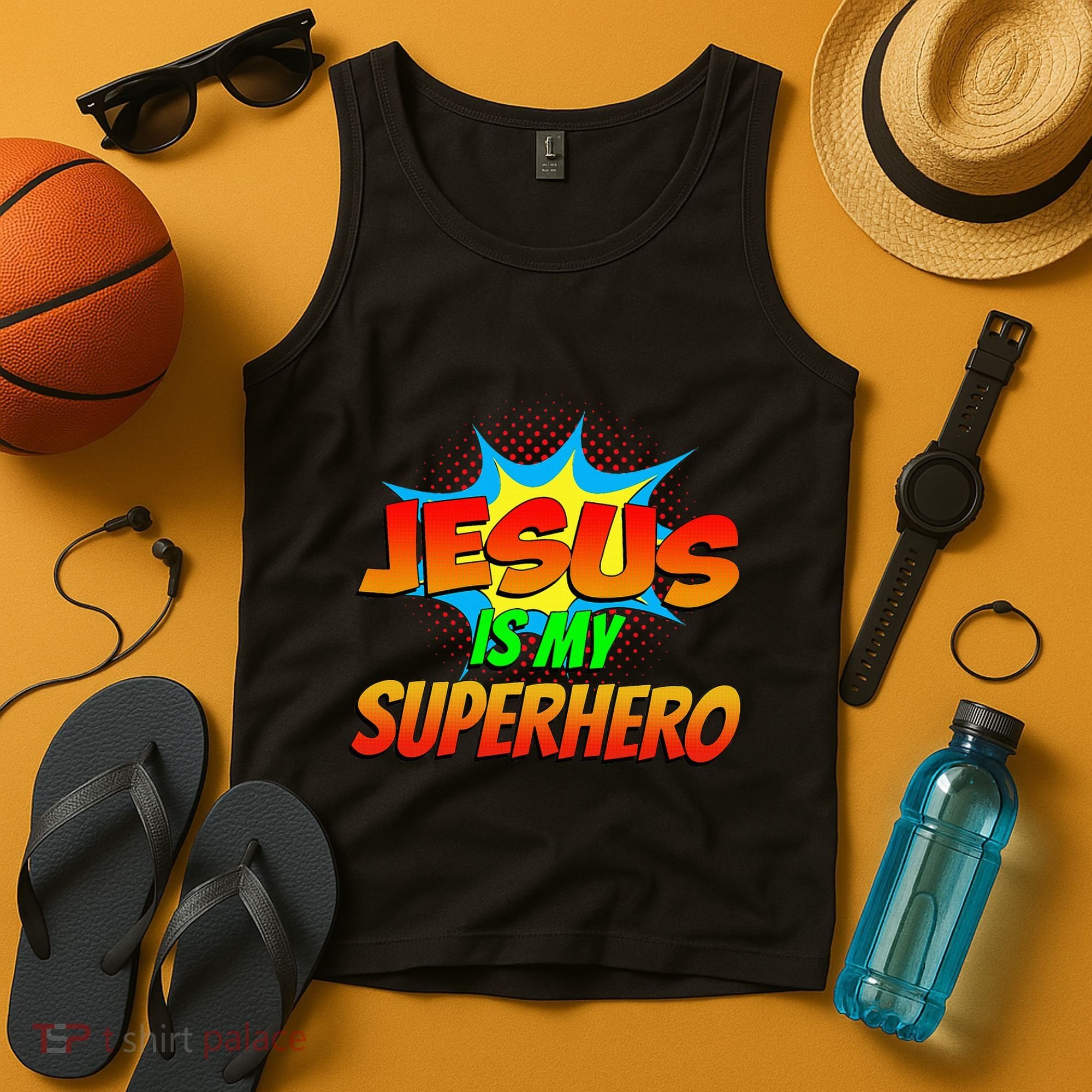 Jesus Is My Superhero Comic Book Christian Religious Easter Tank Top