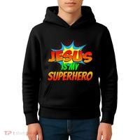Jesus Is My Superhero Comic Book Christian Religious Easter Kids Hoodie thumb 4