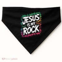 Jesus Is My Rock Biblical Christian Faith USA-Made Doggie Bandana thumb 0