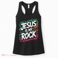 Jesus Is My Rock Biblical Christian Faith Women's Tank Top thumb 0