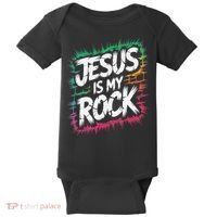 Jesus Is My Rock Biblical Christian Faith Baby Bodysuit thumb 0