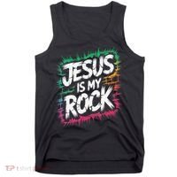 Jesus Is My Rock Biblical Christian Faith Tank Top thumb 0