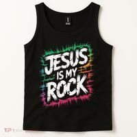Jesus Is My Rock Biblical Christian Faith Tank Top thumb 2