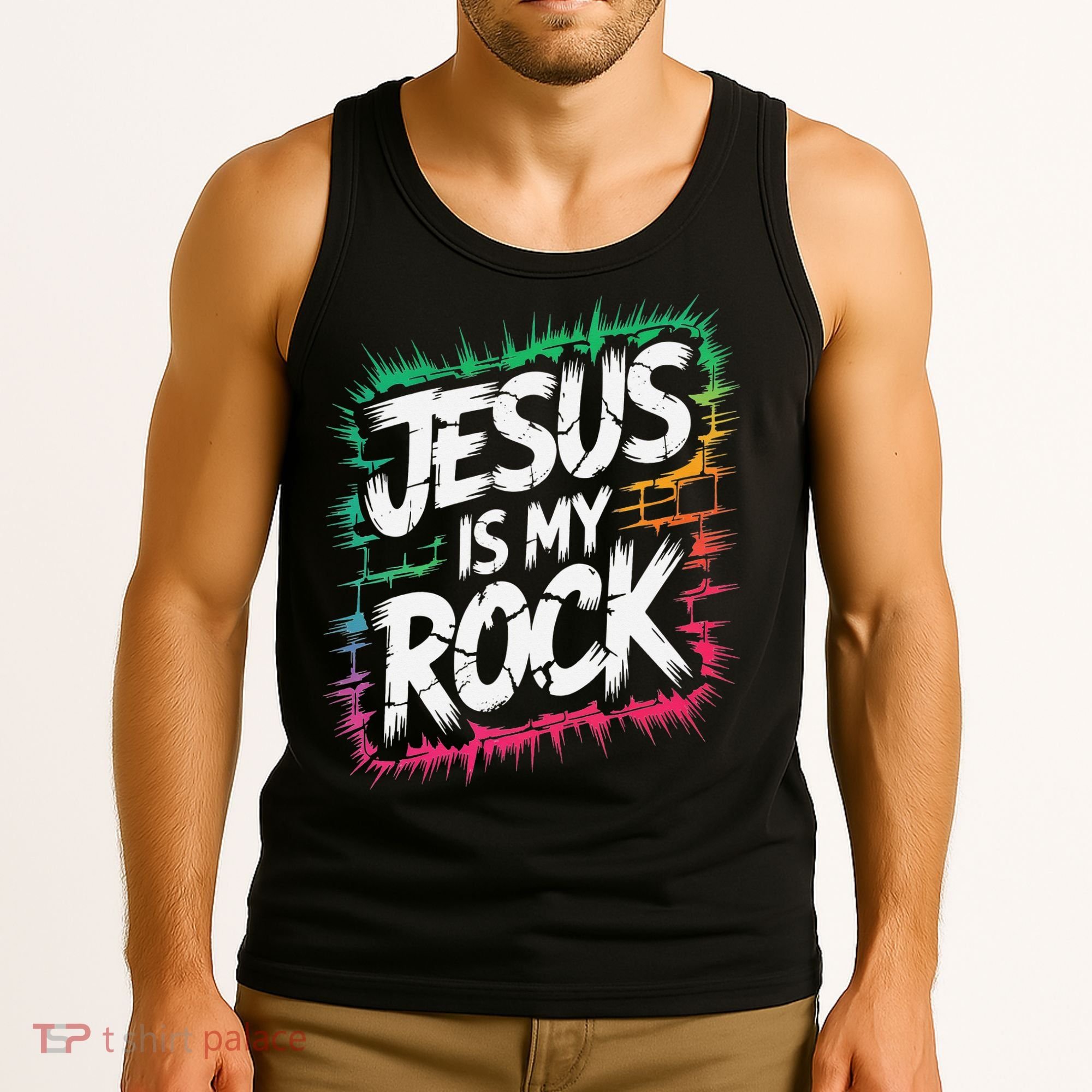 Jesus Is My Rock Biblical Christian Faith Tank Top