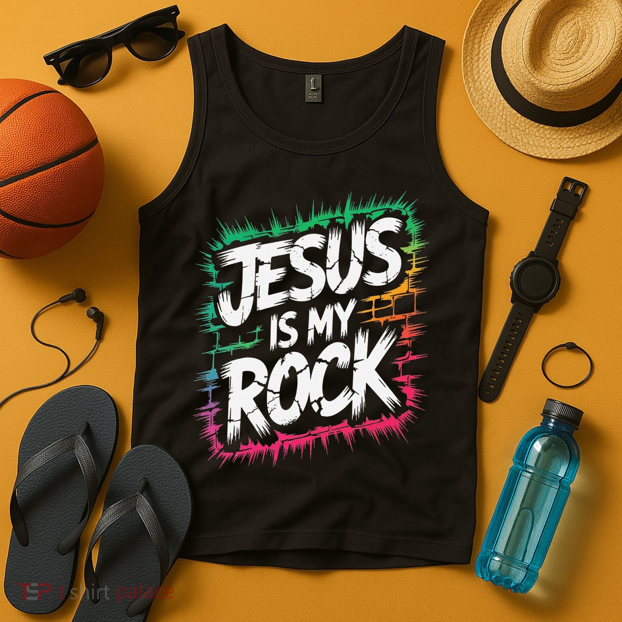 Jesus Is My Rock Biblical Christian Faith Tank Top