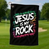 Jesus Is My Rock Biblical Christian Faith Golf Towel thumb 1