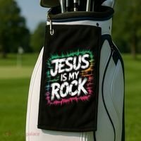 Jesus Is My Rock Biblical Christian Faith Golf Towel thumb 2