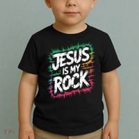 Jesus Is My Rock Biblical Christian Faith Toddler T-Shirt thumb 2