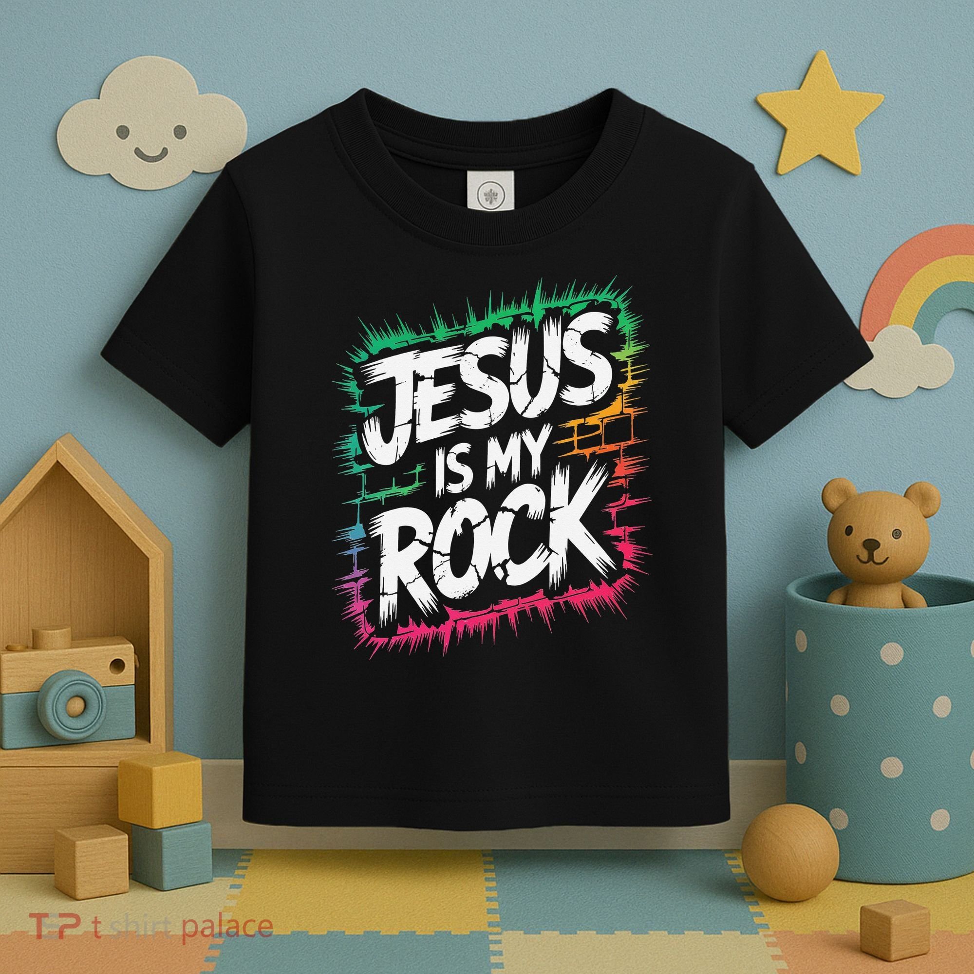 Jesus Is My Rock Biblical Christian Faith Toddler T-Shirt
