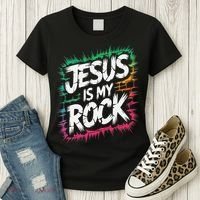 Jesus Is My Rock Biblical Christian Faith Women's T-Shirt thumb 3