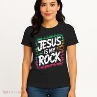 Jesus Is My Rock Biblical Christian Faith Women's T-Shirt thumb 4