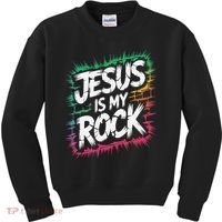 Jesus Is My Rock Biblical Christian Faith Kids Sweatshirt thumb 0