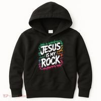 Jesus Is My Rock Biblical Christian Faith Kids Hoodie thumb 0