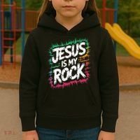 Jesus Is My Rock Biblical Christian Faith Kids Hoodie thumb 3