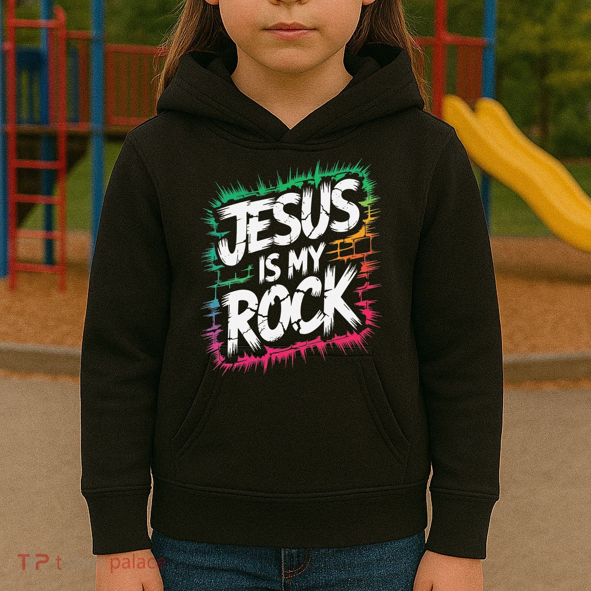 Jesus Is My Rock Biblical Christian Faith Kids Hoodie