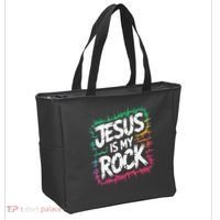 Jesus Is My Rock Biblical Christian Faith Tote Bag thumb 2