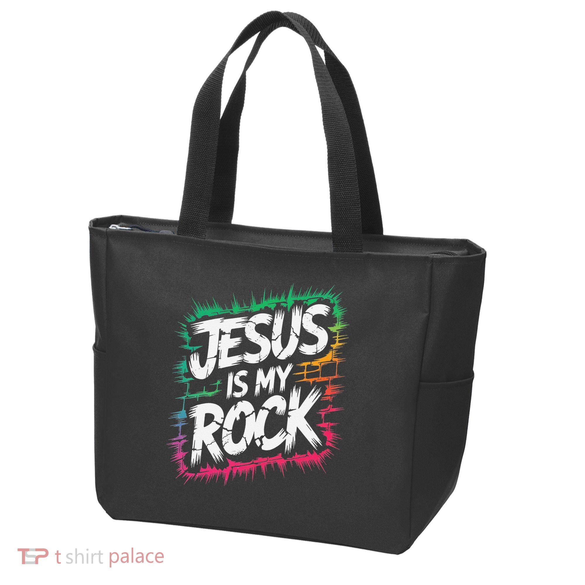 Jesus Is My Rock Biblical Christian Faith Tote Bag