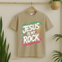 Jesus Is My Rock Biblical Christian Faith T-Shirt thumb 2