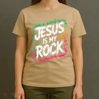 Jesus Is My Rock Biblical Christian Faith T-Shirt thumb 4