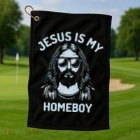 Jesus Is My Homeboy Funny Christian Golf Towel thumb 1