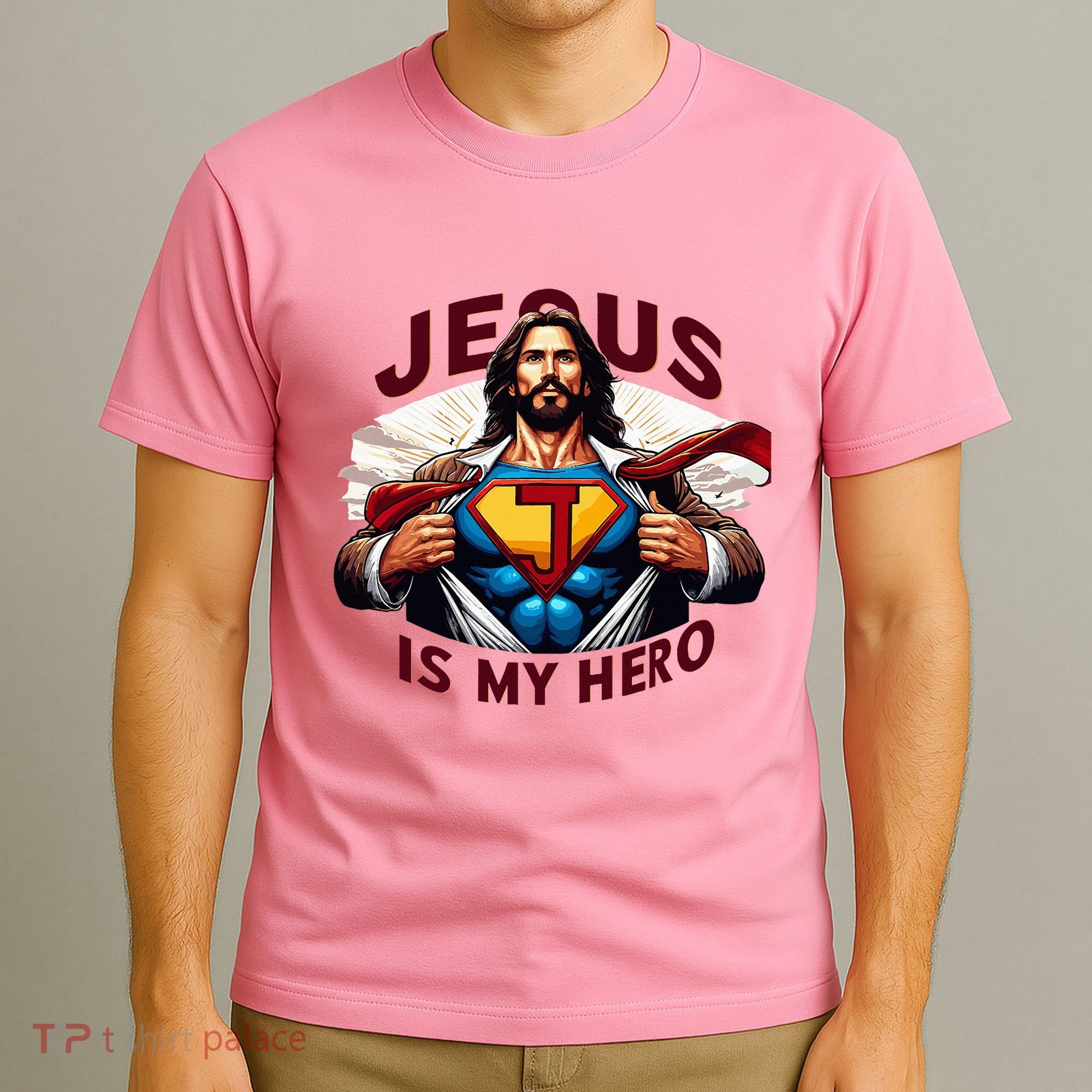 Jesus Is My Superhero Religious Christian Catholic Rizzen T-Shirt