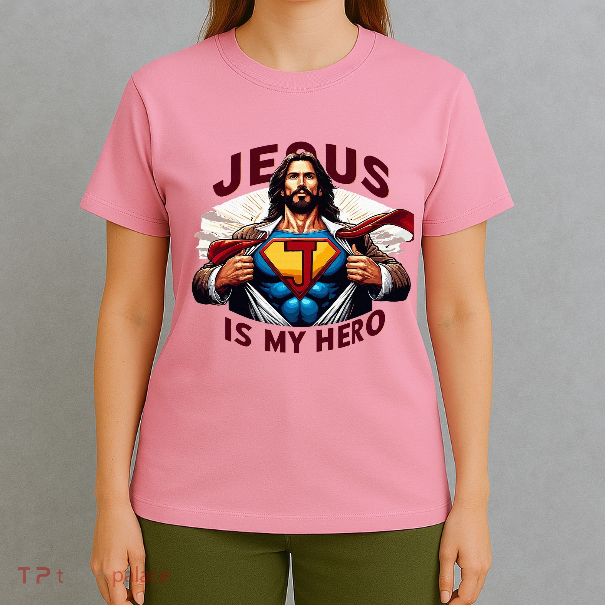 Jesus Is My Superhero Religious Christian Catholic Rizzen T-Shirt