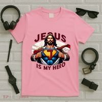 Jesus Is My Superhero Religious Christian Catholic Rizzen T-Shirt thumb 5