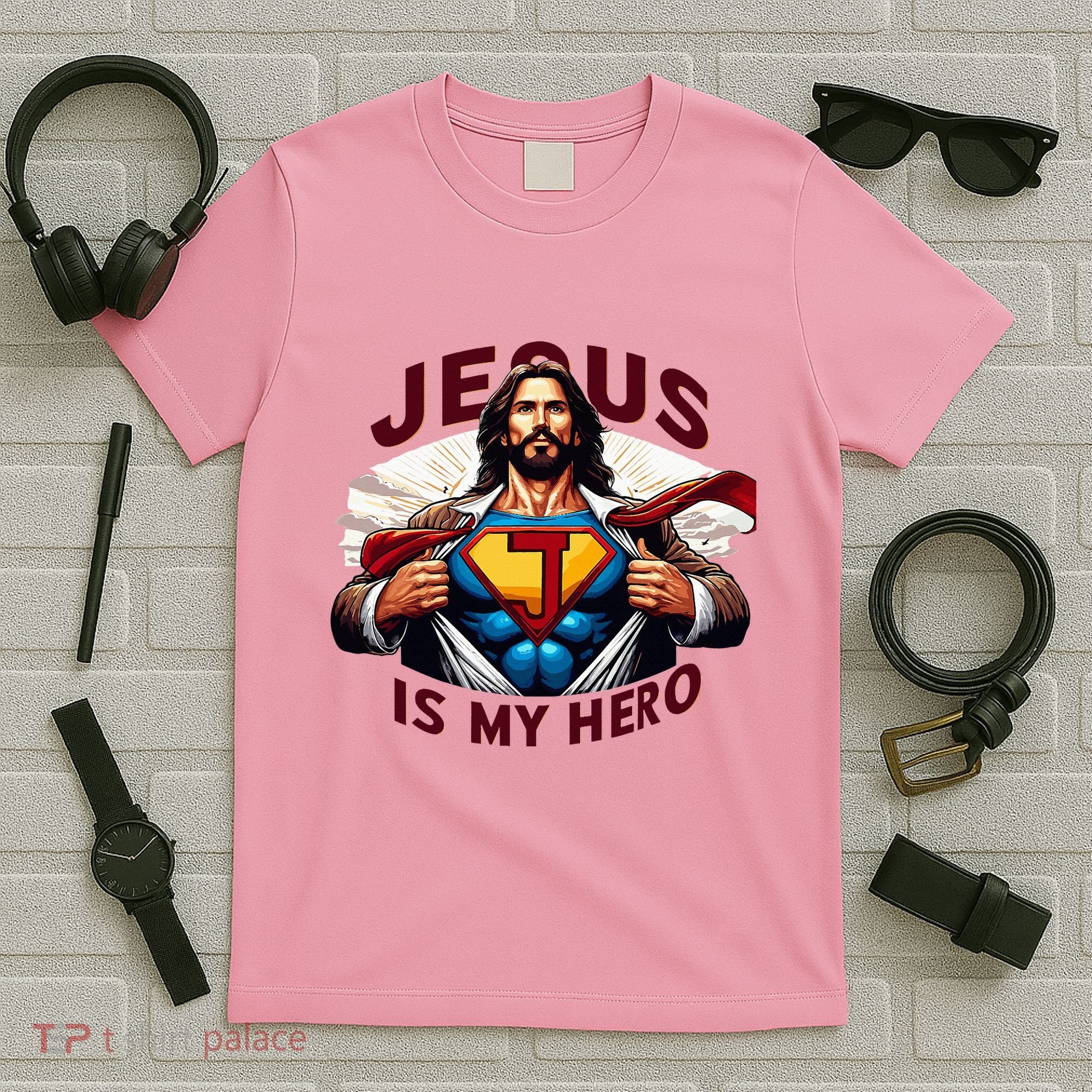 Jesus Is My Superhero Religious Christian Catholic Rizzen T-Shirt