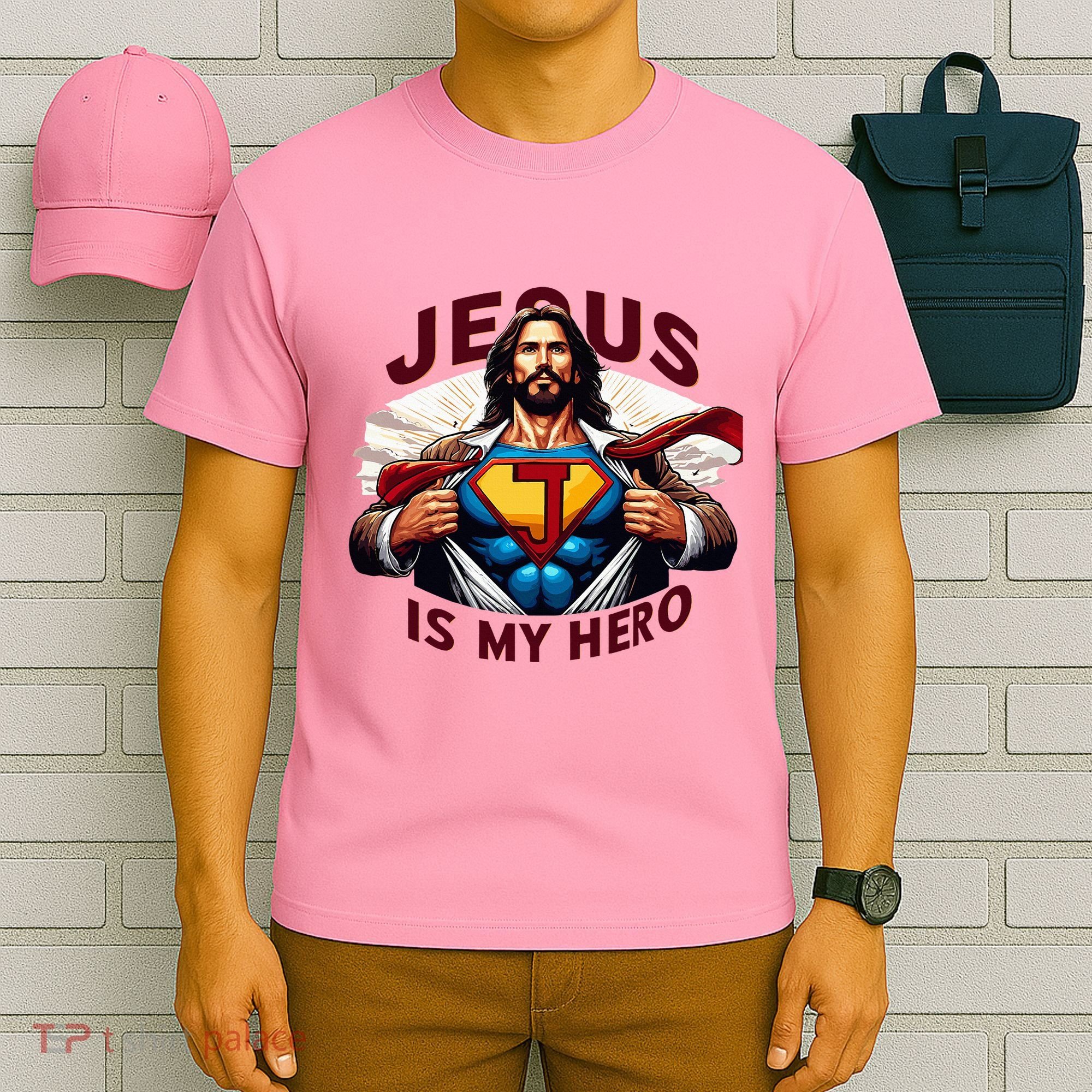 Jesus Is My Superhero Religious Christian Catholic Rizzen T-Shirt