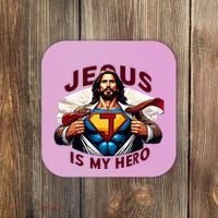 Jesus Is My Superhero Religious Christian Catholic Rizzen Coaster thumb 0