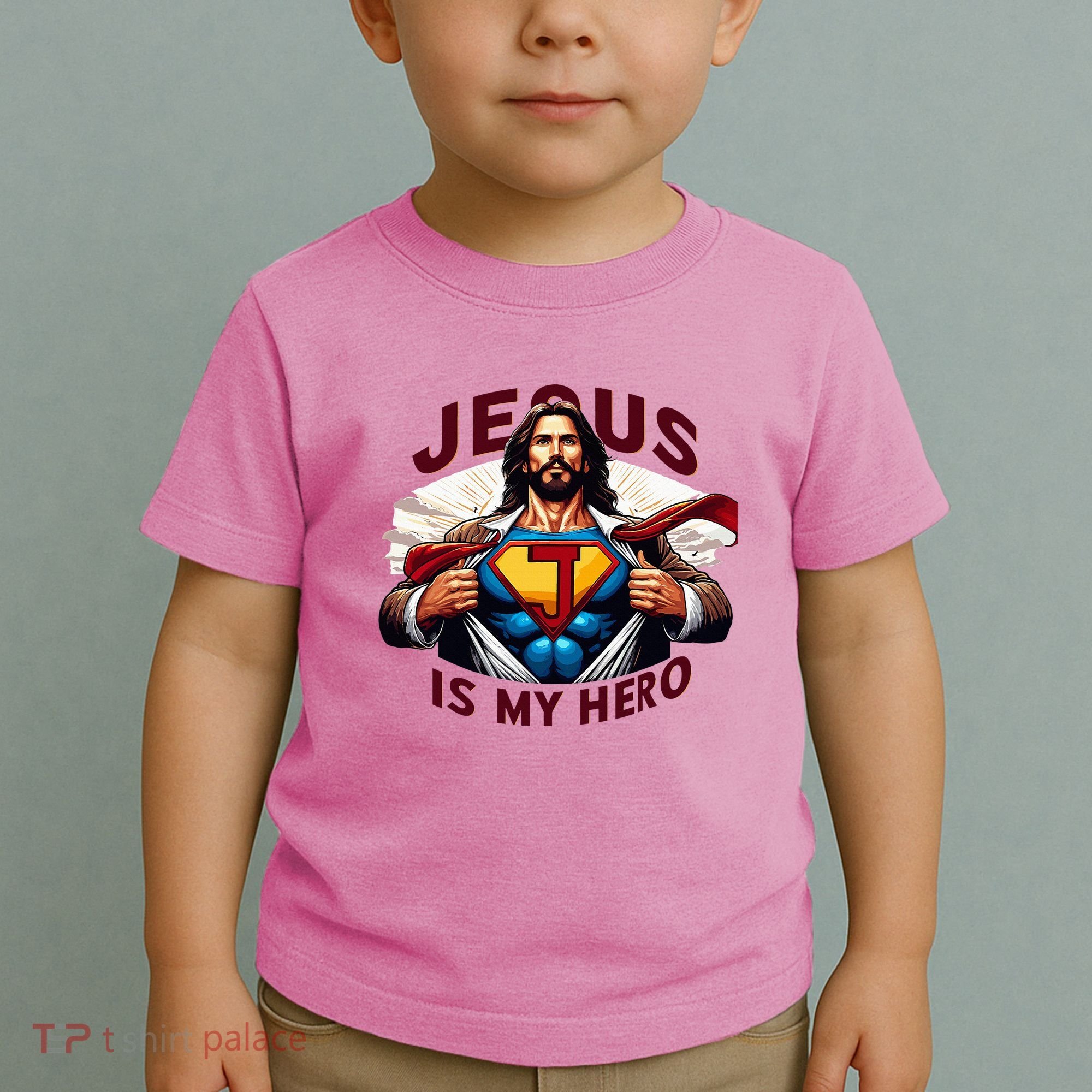 Jesus Is My Superhero Religious Christian Catholic Rizzen Toddler T-Shirt
