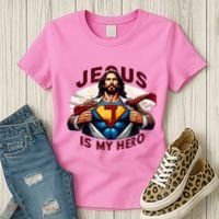 Jesus Is My Superhero Religious Christian Catholic Rizzen Women's T-Shirt thumb 3