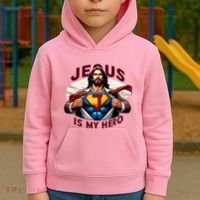 Jesus Is My Superhero Religious Christian Catholic Rizzen Kids Hoodie thumb 2