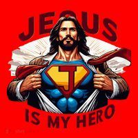 Jesus Is My Superhero Religious Christian Catholic Rizzen Santa Hat thumb 1