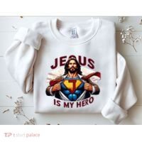 Jesus Is My Superhero Religious Christian Catholic Rizzen Sweatshirt thumb 2