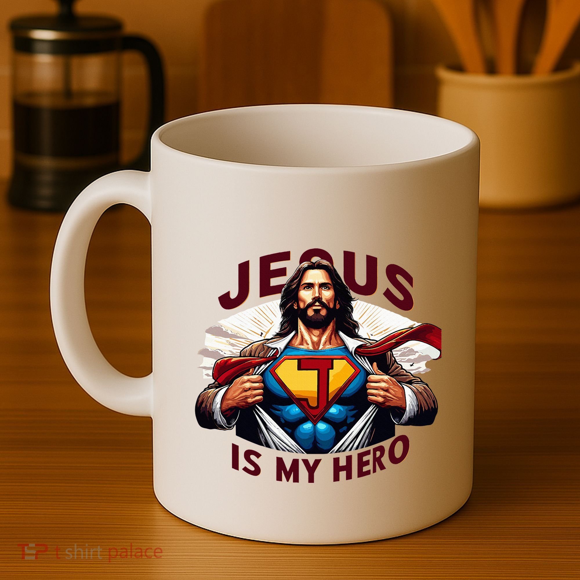 Jesus Is My Superhero Religious Christian Catholic Rizzen Coffee Mug