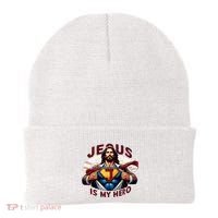 Jesus Is My Superhero Religious Christian Catholic Rizzen Beanie thumb 0