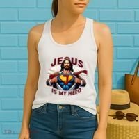 Jesus Is My Superhero Religious Christian Catholic Rizzen Women's Tank Top thumb 2