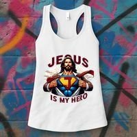 Jesus Is My Superhero Religious Christian Catholic Rizzen Women's Tank Top thumb 3