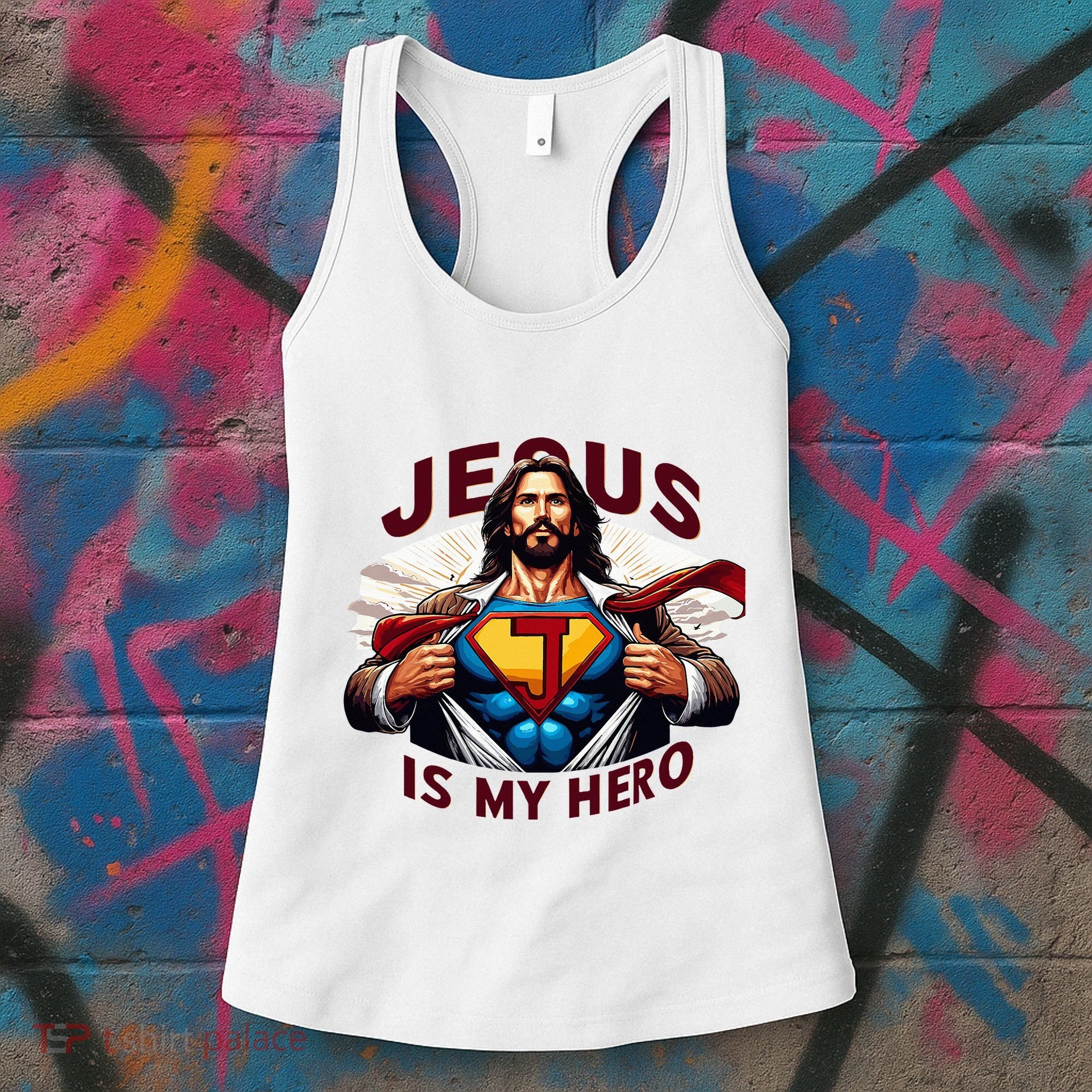 Jesus Is My Superhero Religious Christian Catholic Rizzen Women's Tank Top
