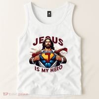 Jesus Is My Superhero Religious Christian Catholic Rizzen Tank Top thumb 2