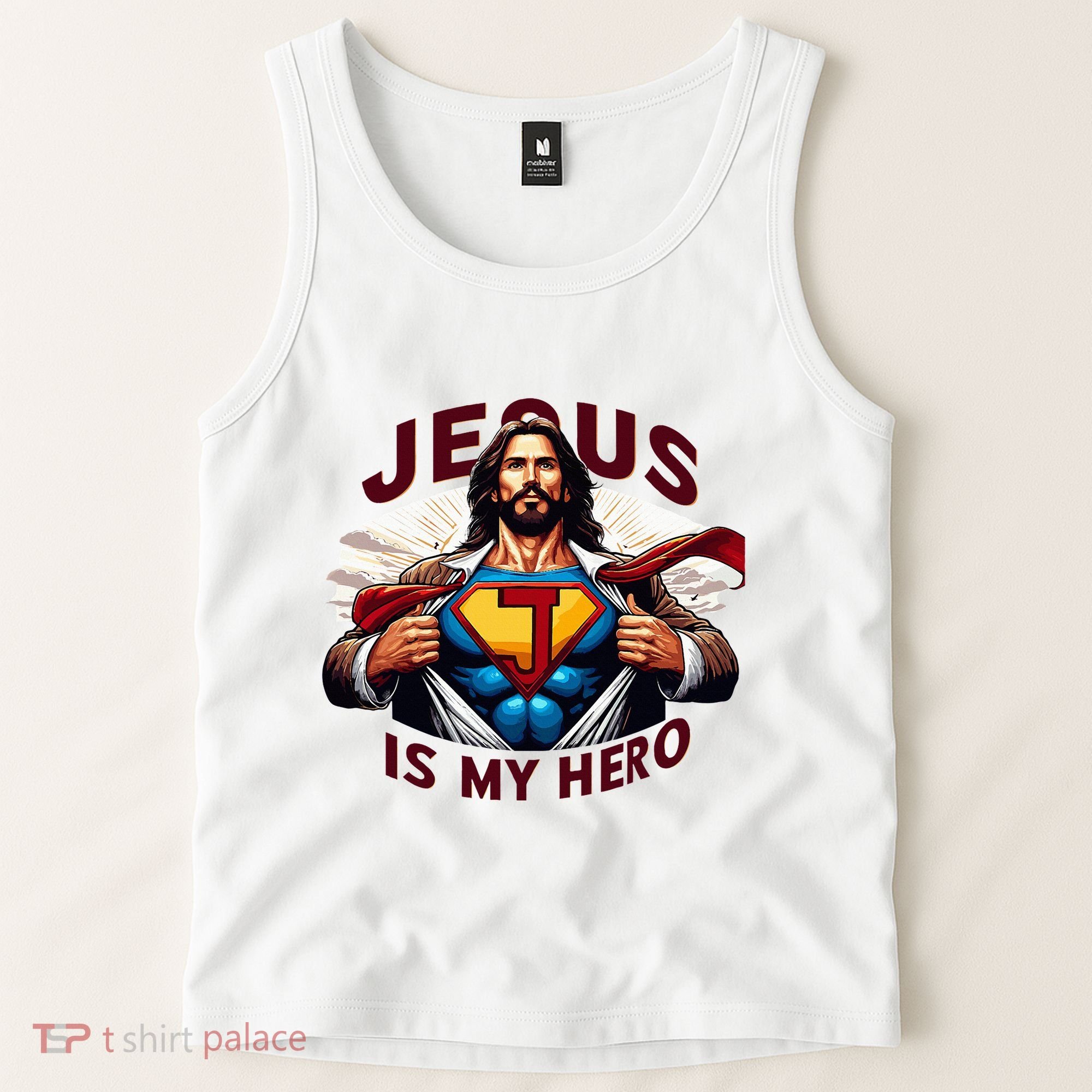 Jesus Is My Superhero Religious Christian Catholic Rizzen Tank Top