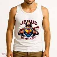 Jesus Is My Superhero Religious Christian Catholic Rizzen Tank Top thumb 3