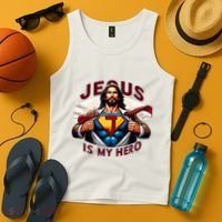 Jesus Is My Superhero Religious Christian Catholic Rizzen Tank Top thumb 4