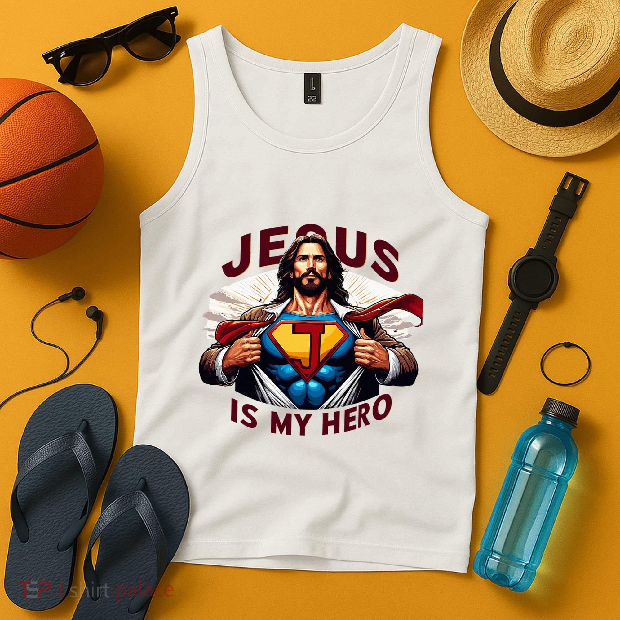 Jesus Is My Superhero Religious Christian Catholic Rizzen Tank Top