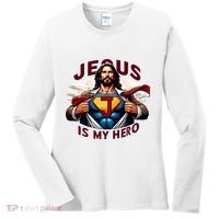 Jesus Is My Superhero Religious Christian Catholic Rizzen Women's Long Sleeve Shirt thumb 0