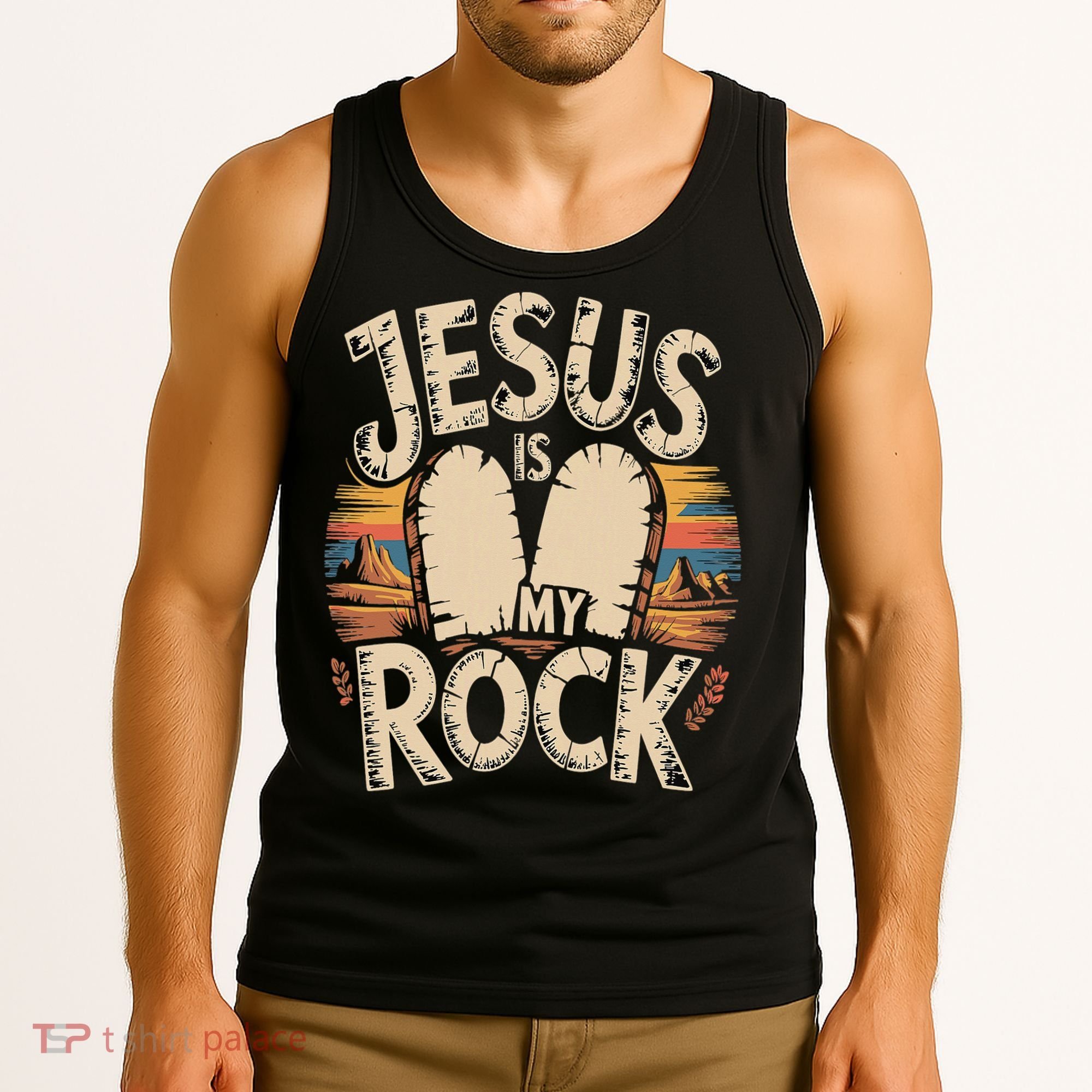 Jesus Is My Rock Biblical Faith Tank Top